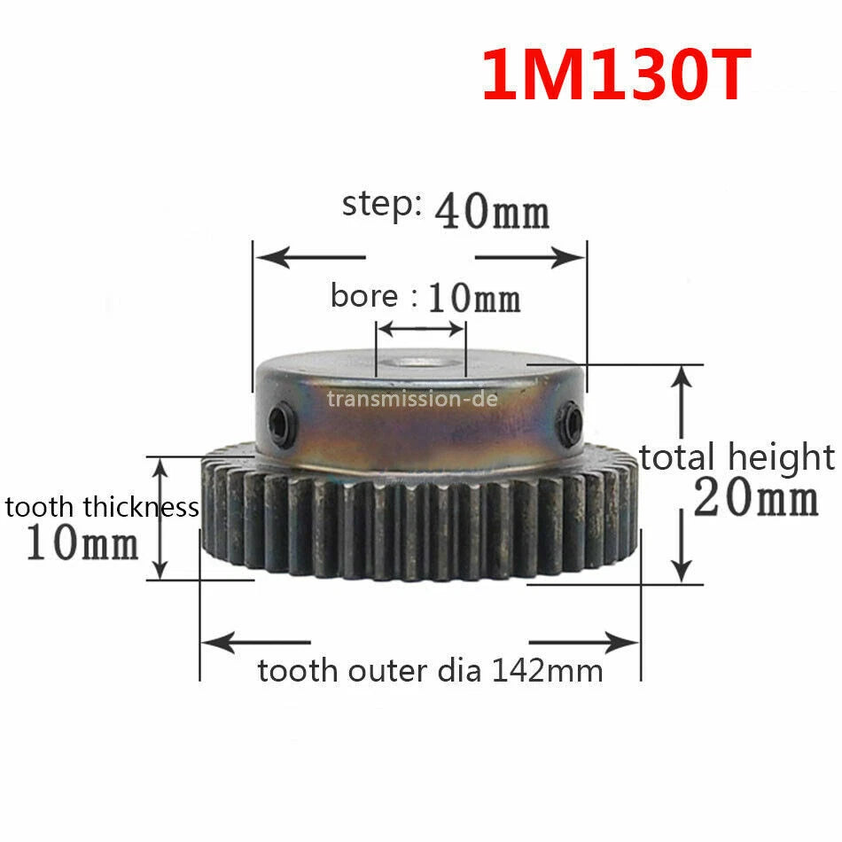 0.5/1 Mod Pinion Gear 10T-150T Spur Gear with Step 45# Steel Transmission Gear