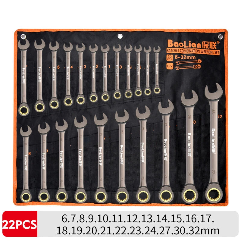 Ratchet Spanner Combination Fixed & Flexi 6 - 32mm Different Sizes Tool Wrench