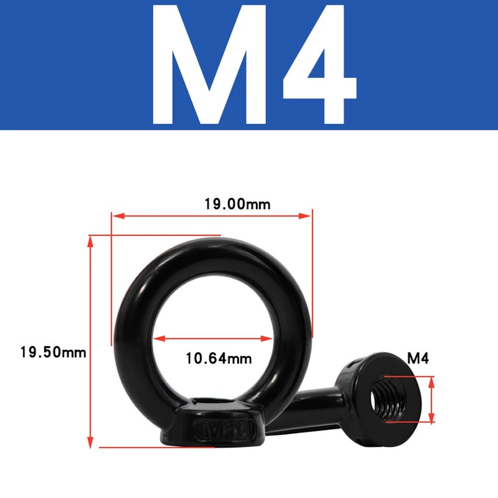 Black 304 Stainless Steel Eye Bolts and Eye Nuts — M3 to M20 Lifting Hardware - HomeDIYer