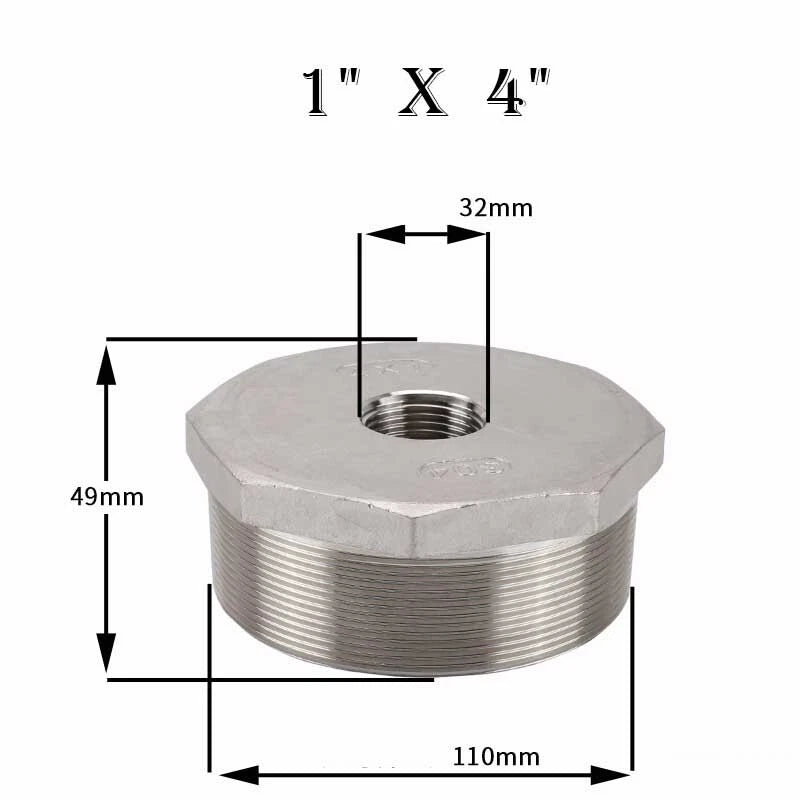 304 Stainless Steel Reducing Bush Adaptor | Male to Female NPT Pipe Fitting