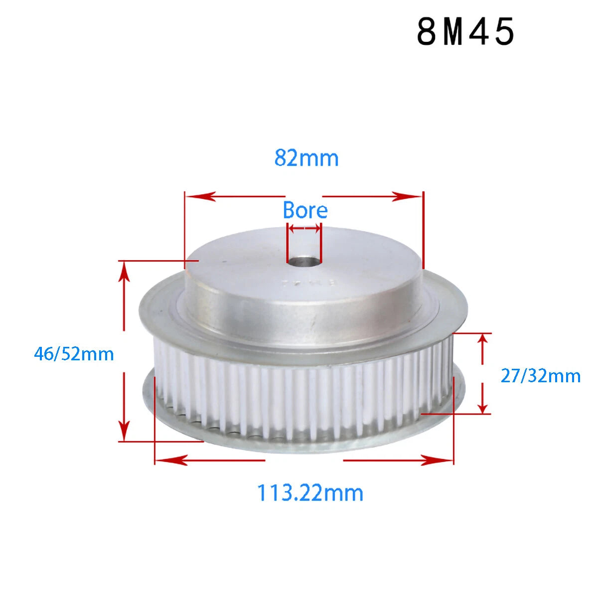 BF-type HTD8M 25mm-30mm Timing Belt Pulley 12 - 72 Tooth for CNC Step Motor
