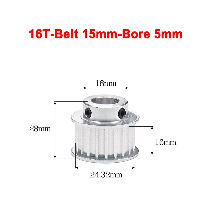 5M Timing Belt Pulley 10T 12T 14T 15T 16T 18T Bore 5mm-12mm for 15mm Width Belt