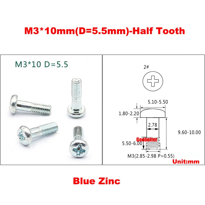 M3 Phillips Pan Head Machine Screws – 3mm to 43mm, Multiple Coatings (100–500 PCS)
