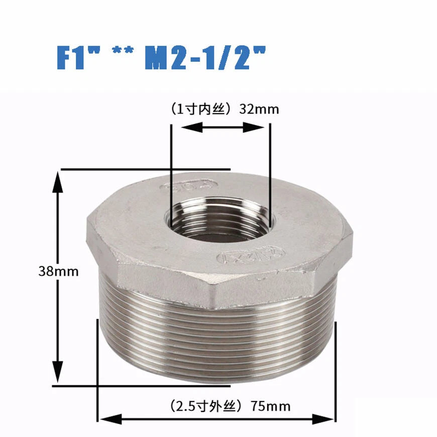 BSP Male to Female Reducing Bush Stainless Steel Pipe Fitting Adapter