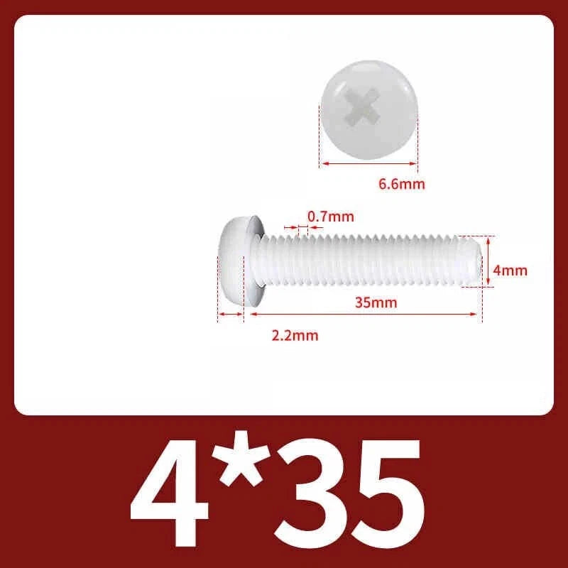 White Nylon Phillips Pan Head Machine Screws – M2 to M8, Non‑Conductive & Corrosion‑Free (PA66)