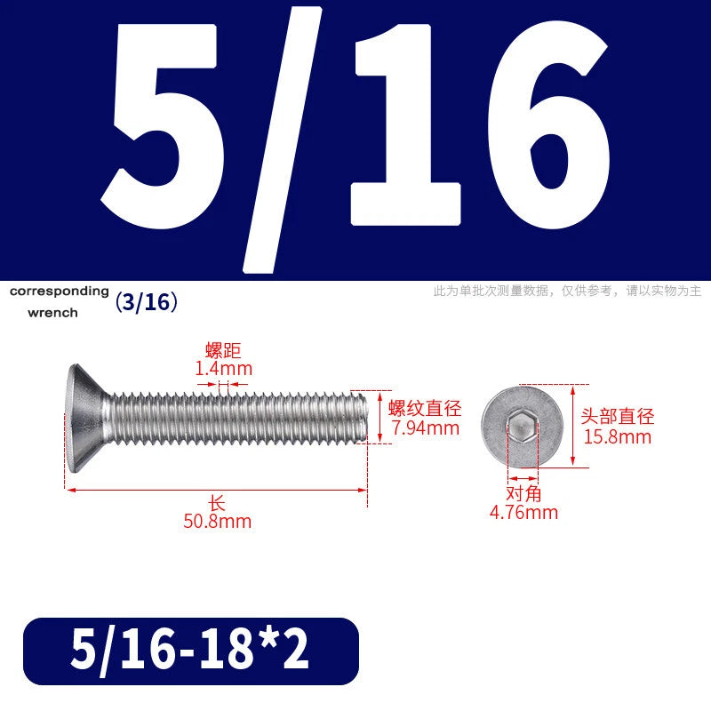UNC Countersunk Socket Cap Screws A2 Stainless Steel — #2-56 to 5/16-18