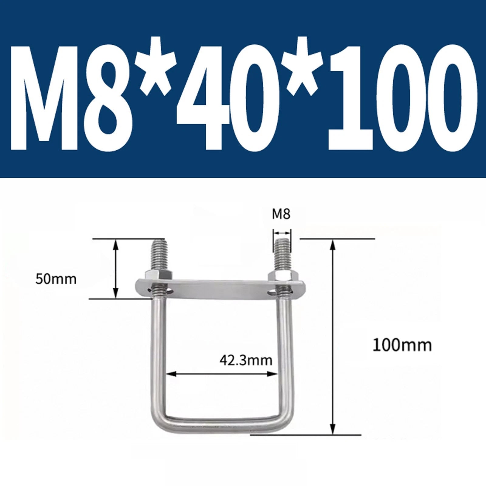 M6 M8 M10 M12 U Bolt Plates & Nuts Standard U-Bolts Stainless Steel 304 Trailer