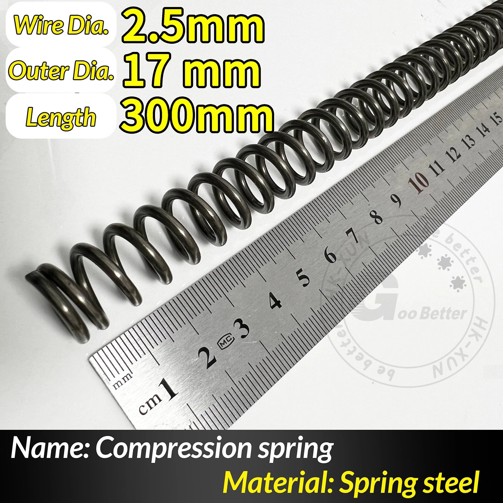 Compression Spring Pressure Springs, Wire Dia 2-3.5mm, OD 10-60mm, Length 300mm