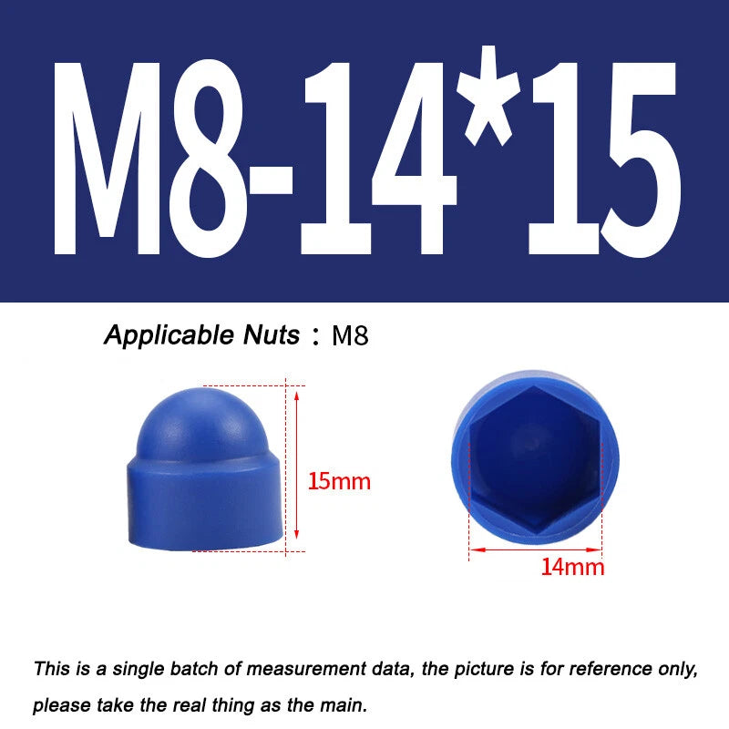 Hex Bolt & Nut Protection Caps – Plastic Hexagonal Screw Covers for M4 M5 M6 M8 M10 to M24 (PE, 5-100 Pack)