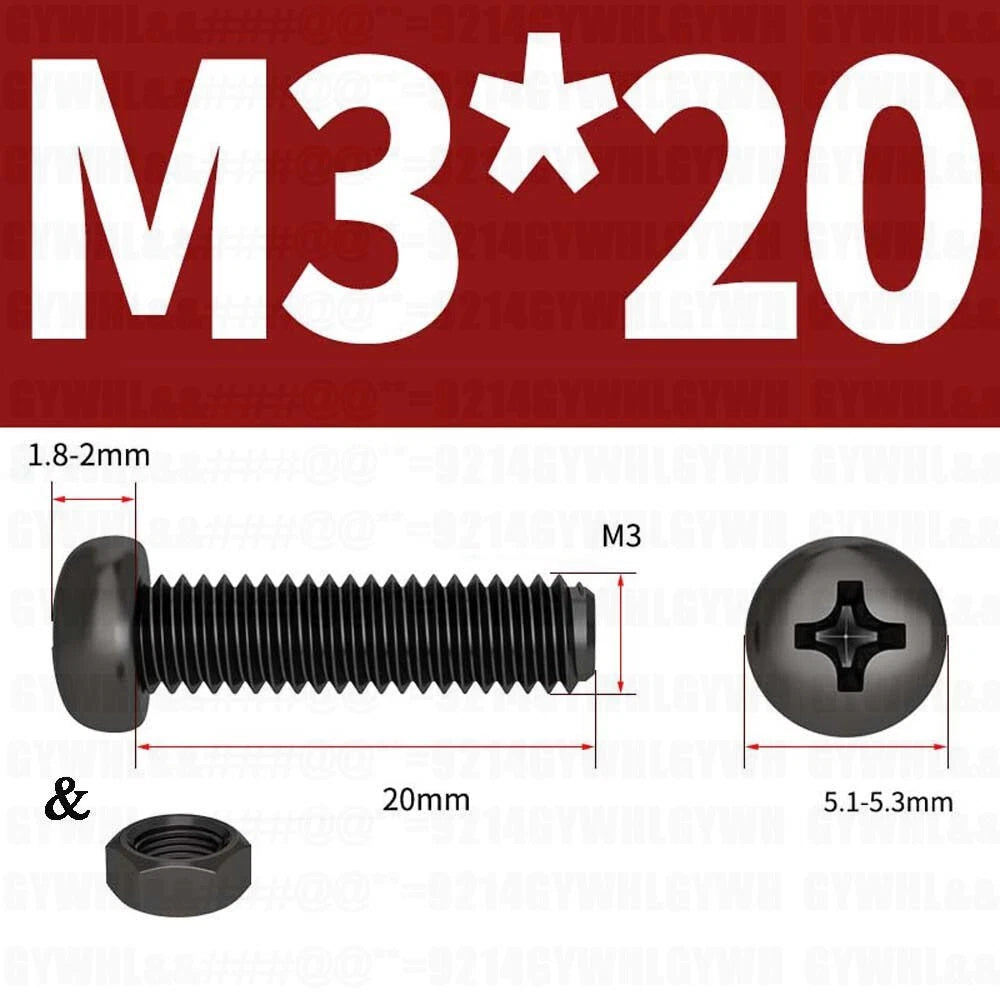 Black Pan Head Phillips Machine Screws + Hex Nuts Set – A2 Stainless Steel, M2 to M10