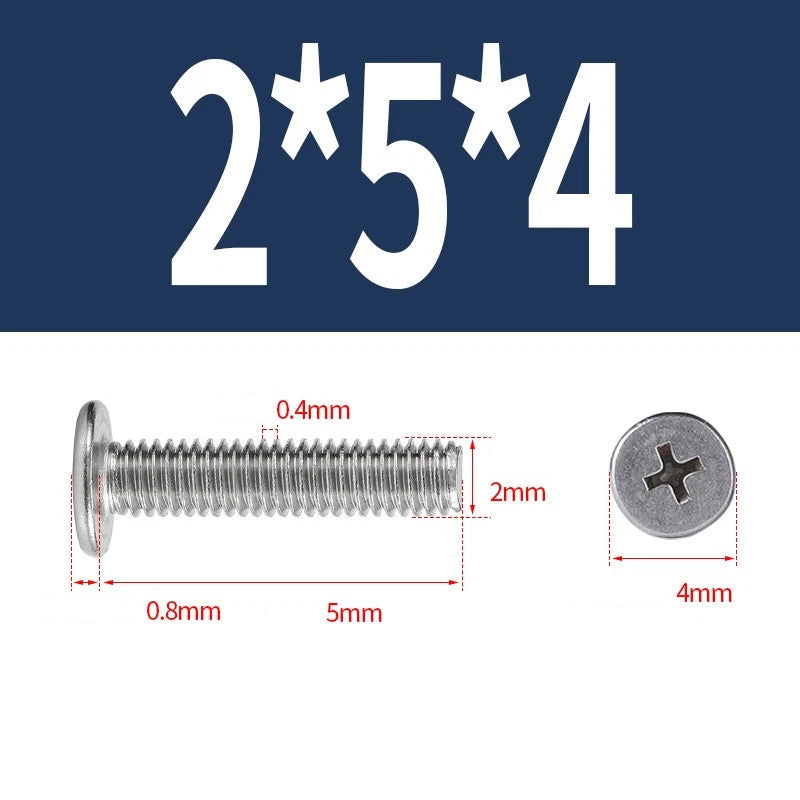 M1–M8 Ultra Thin Flat Head Phillips Machine Screws – A2 Stainless Steel, Fully Threaded