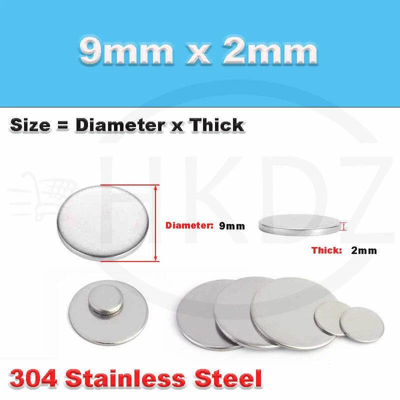 Stainless Steel Blank Round Disc 304 Grade Metal Sheet Plate Ø6-80mm Thick 1-5mm