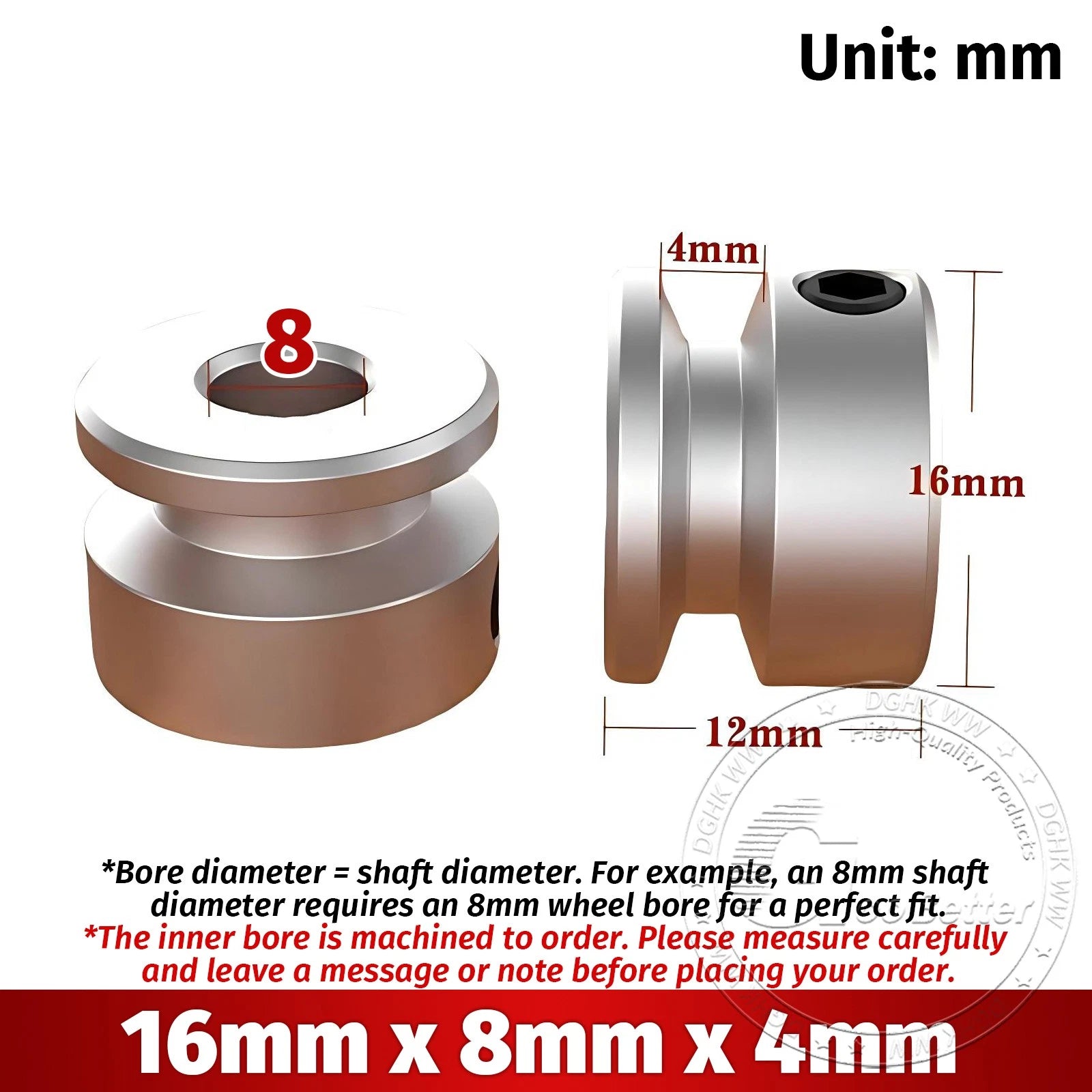 V Grooved Pulley Aluminum Round Belt Pulleys For 4mm Width Belt OD 20/30/40/50mm