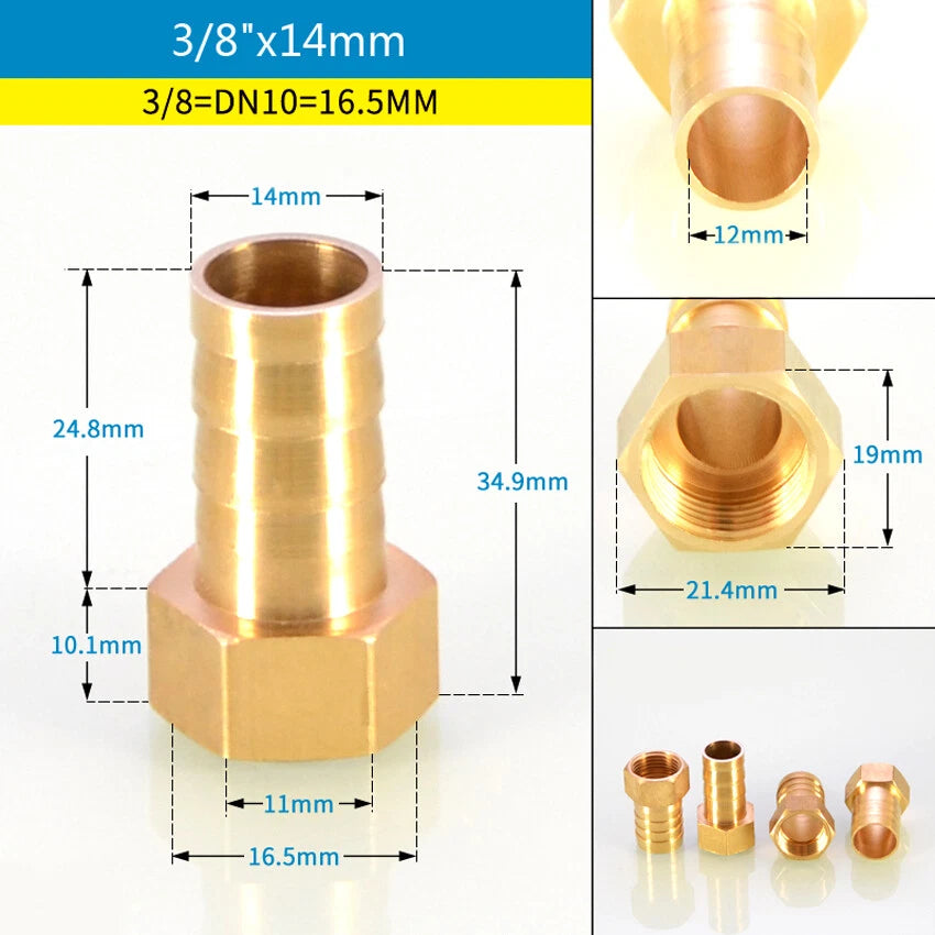 BSP Male & Female Thread Barb Hose Tail Connector — Air Fuel Water