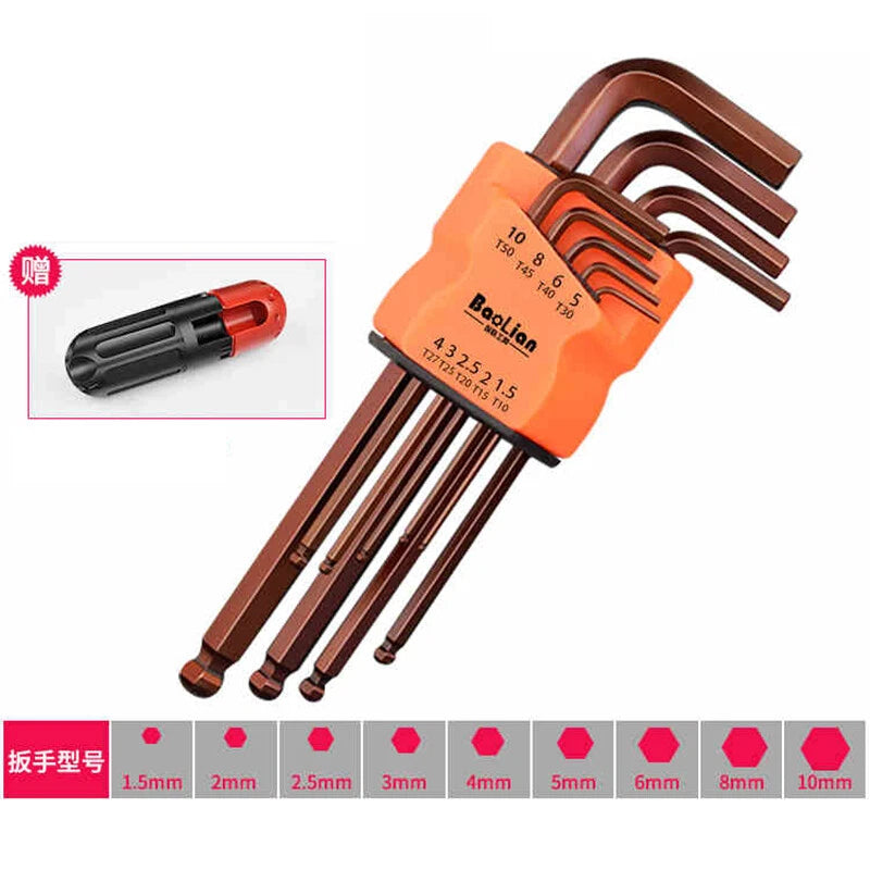 Allen Key Set Torx Twin Pack Metric Ball Star End Hex Folding Wrench Long Handle