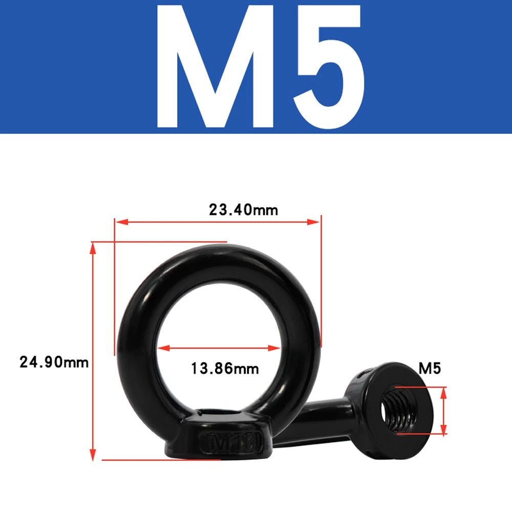 Black 304 Stainless Steel Eye Bolts and Eye Nuts — M3 to M20 Lifting Hardware - HomeDIYer