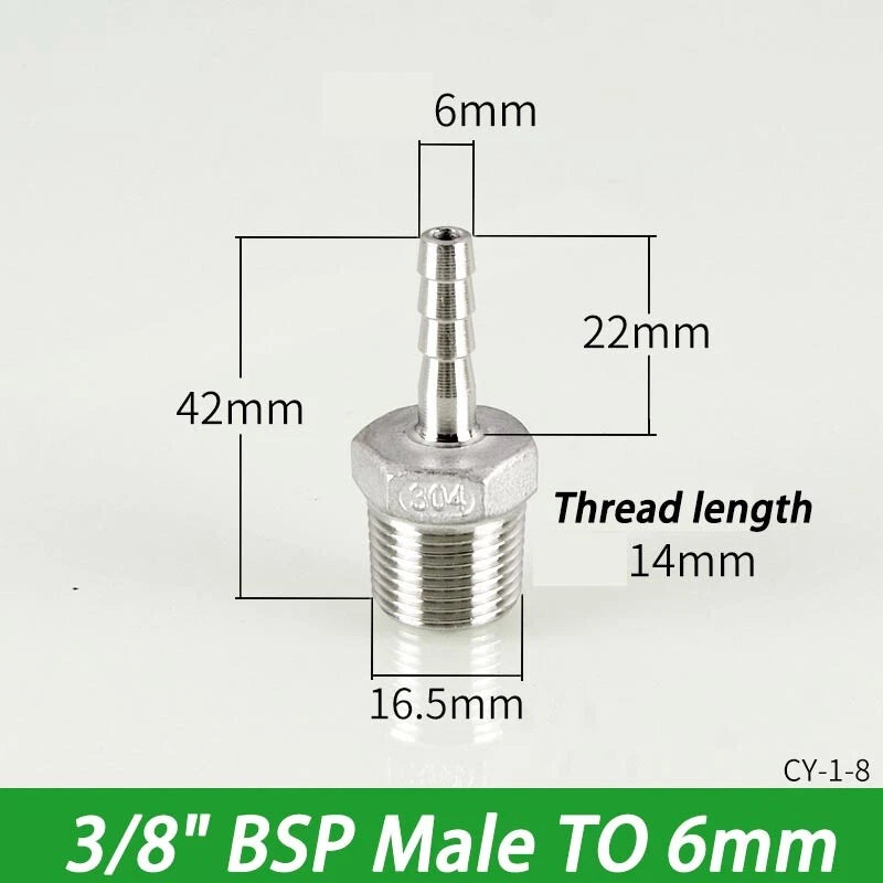 Stainless Steel Hosetails,Bsp Thread Hose Tail Barb Connector 1 8-1" Female Male