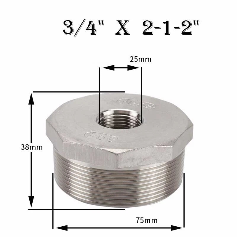 304 Stainless Steel Reducing Bush Adaptor | Male to Female NPT Pipe Fitting