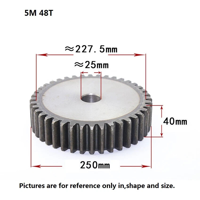 5 Modulus 10-70Tooth Spur Gears 45# Steel Thickness 40mm Motor Power Drive Gear