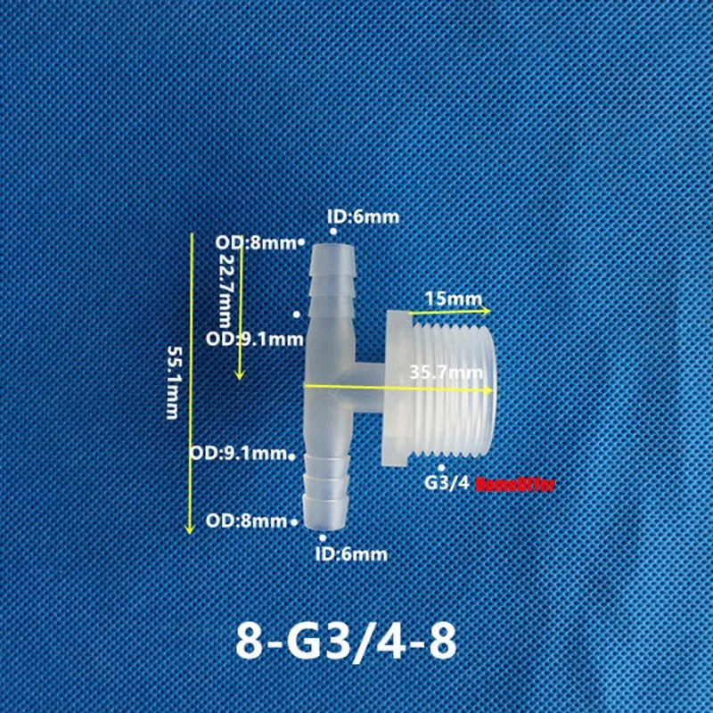 T Piece Joiner 3-Way Plastic Barb Connector | Pipe Hose Male Thread Fitting