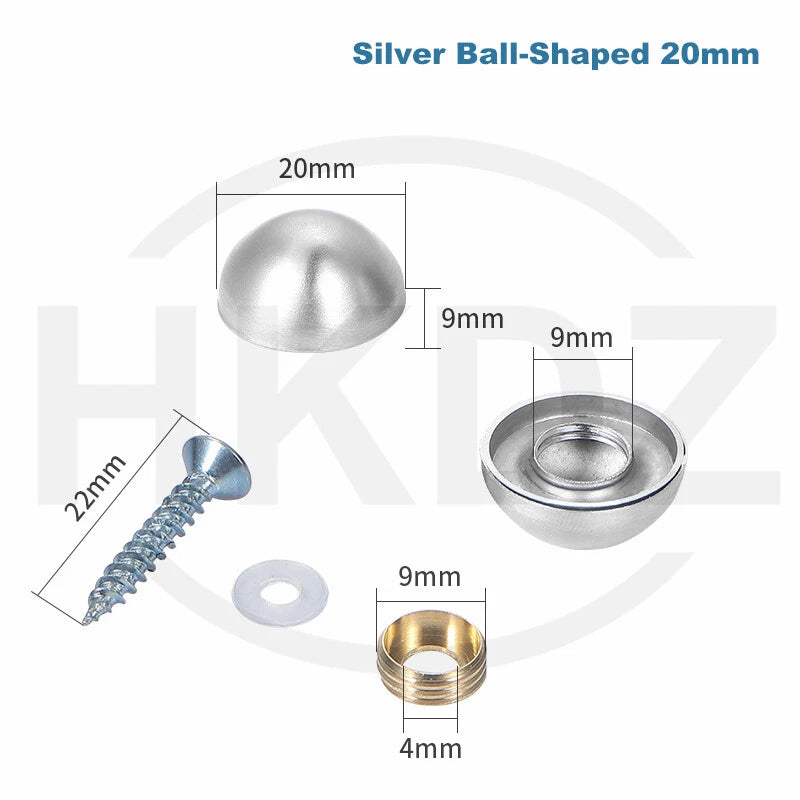 Stainless Steel Mirror Screw Cover Caps – Decorative Disc Plates for Glass, Mirrors & Furniture (16-50mm, Flat/Dome, Silver/Gold/Black/Rose Gold)