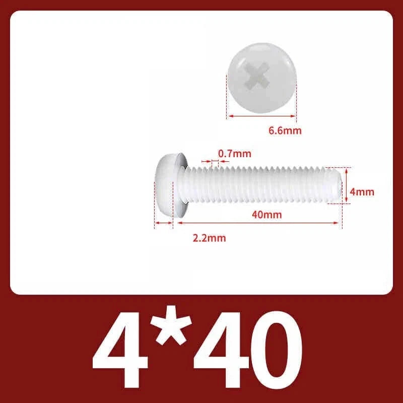 White Nylon Phillips Pan Head Machine Screws – M2 to M8, Non‑Conductive & Corrosion‑Free (PA66)