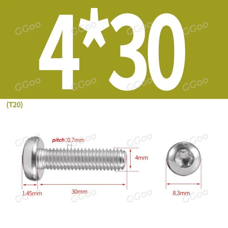 A2 Stainless Steel Torx Pan Head Machine Screws — M2 to M8, Six-Lobe Drive