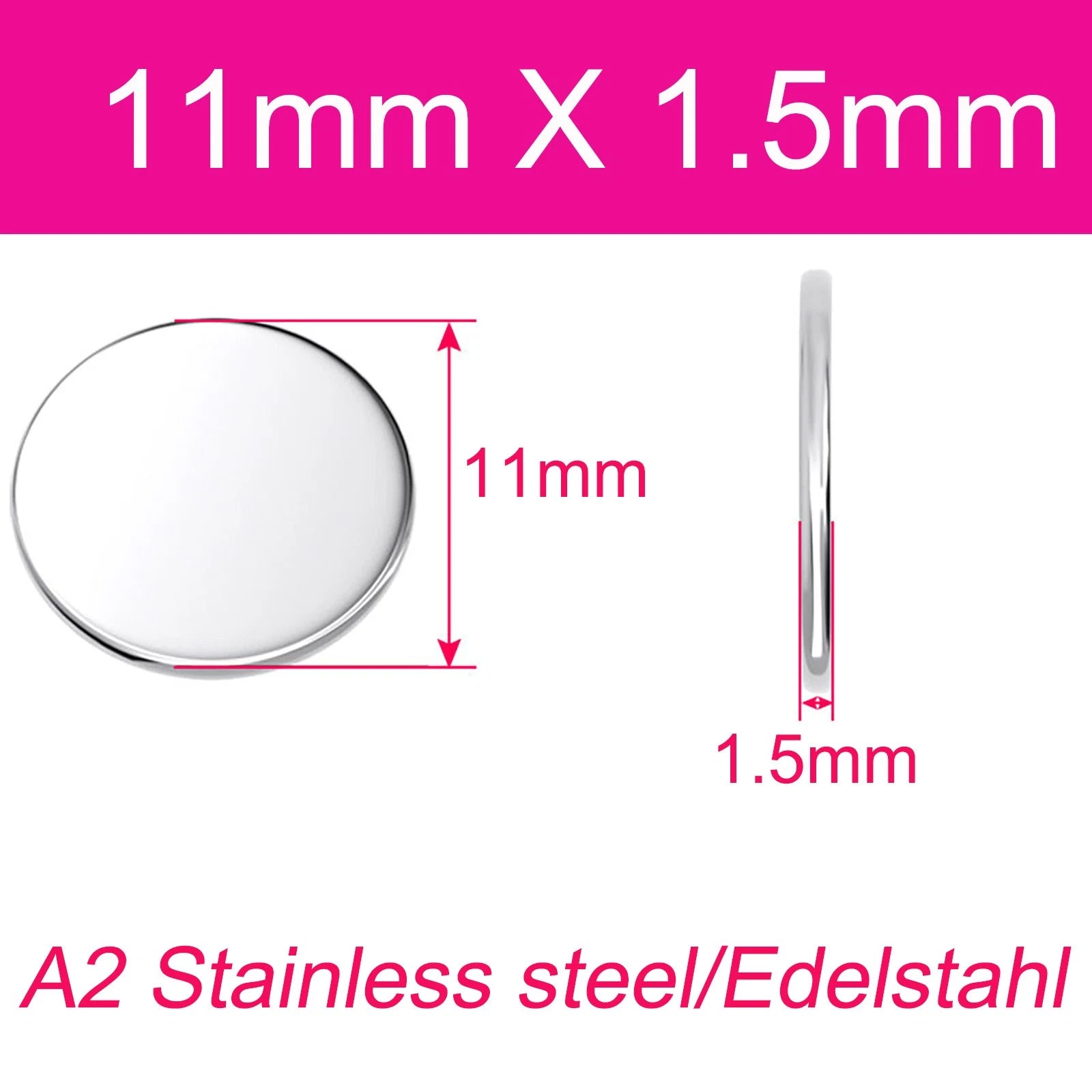 A2 304 Stainless Steel Round Plate Circular Sheet Disc Disk Thickness 1-4mm