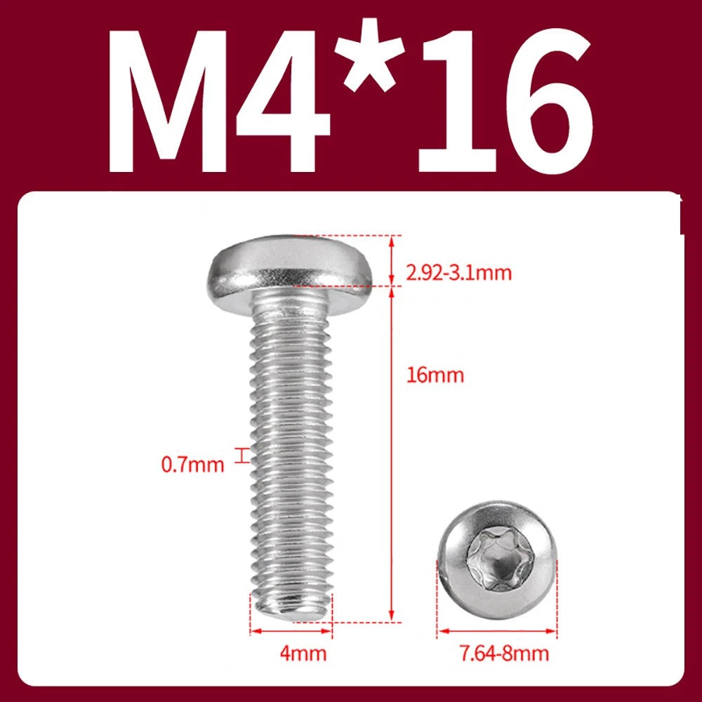 M2–M10 A2 Stainless Steel Torx Button Head Machine Screws, With or Without Column, Pack of 5