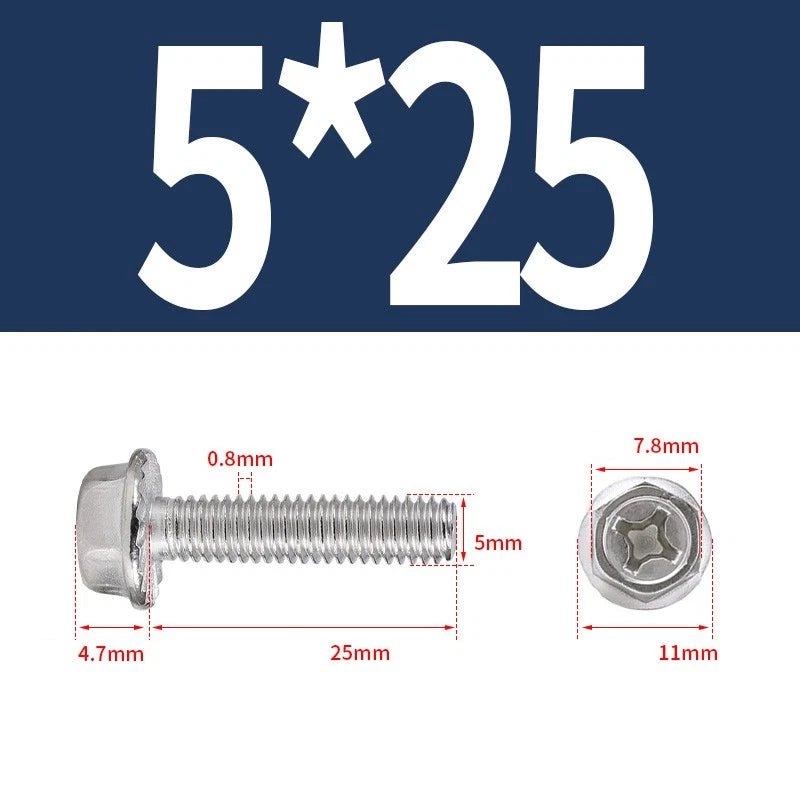 Phillips Hex Flange Screws 304 Stainless Steel M3–M8 | Dentate & Flat Flange - HomeDIYer