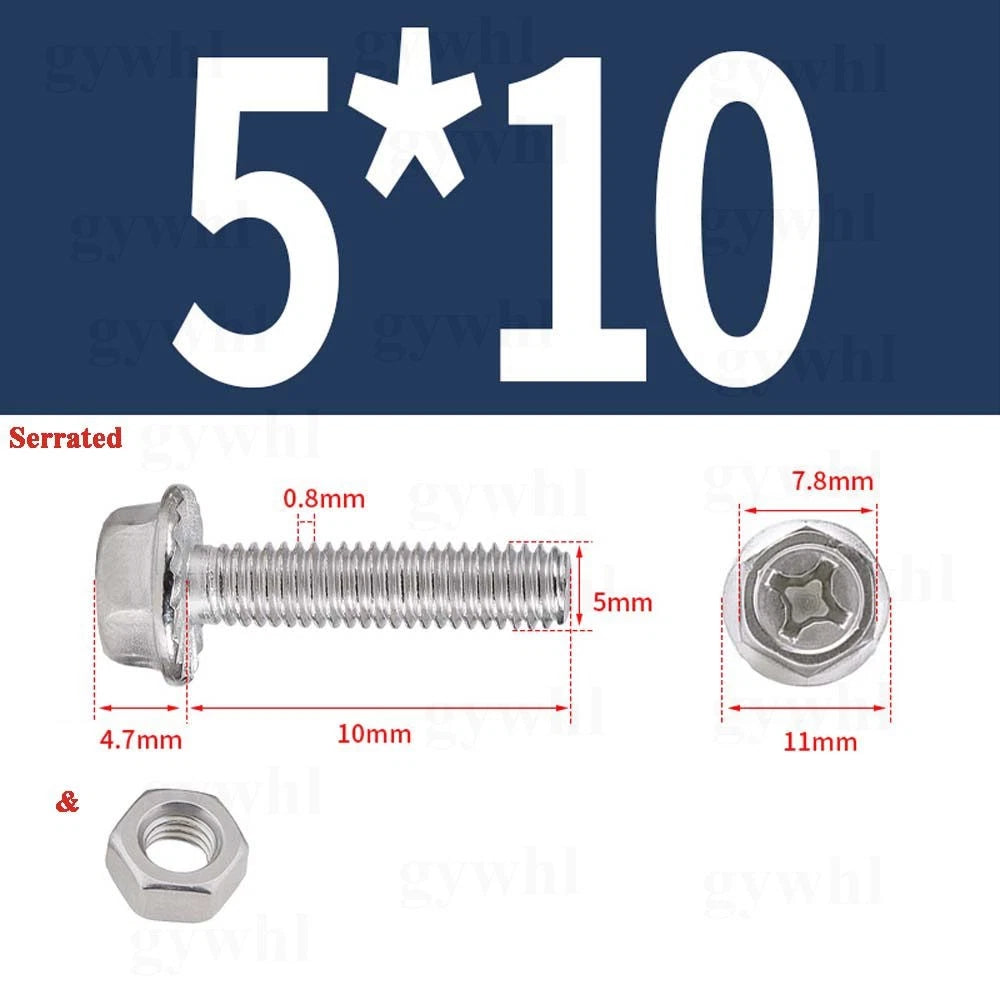 Phillips Hex Flange Bolts with Hex Nuts — Serrated & Smooth, M3–M8