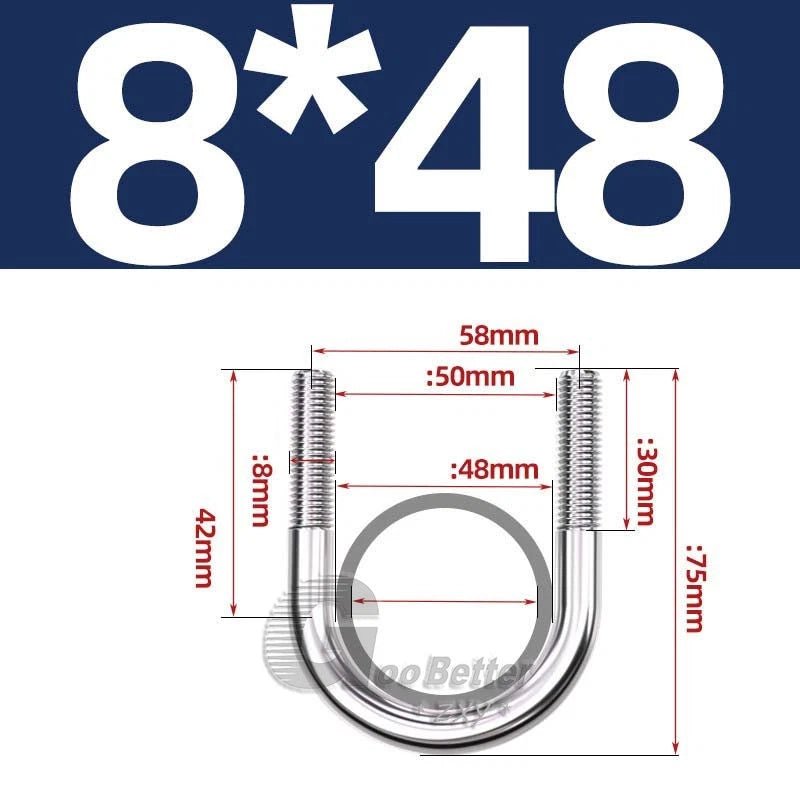 Square U - Bolts Stainless Steel — M6 to M24 | 304 A2 & 316 A4 Marine Grade - HomeDIYer