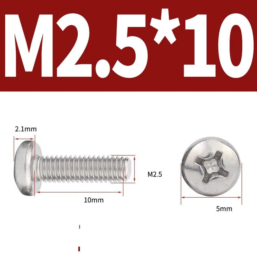 Phillips Pan Head Machine Screws — A4 Marine Grade Stainless Steel, DIN 7985 (M1.6–M10) - HomeDIYer