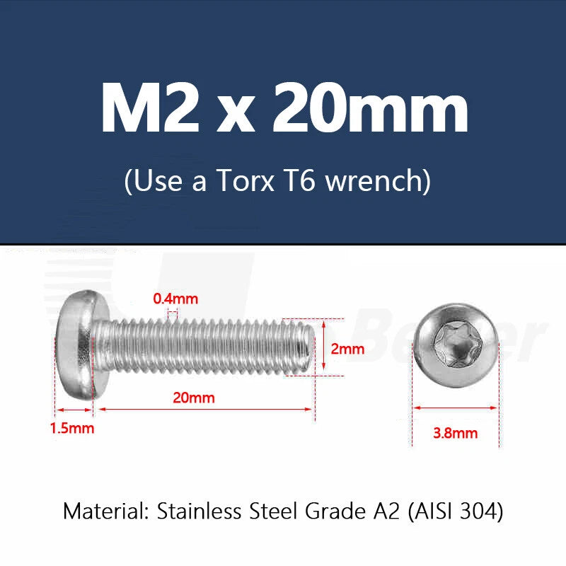 T3–T50 Torx Pan Head Machine Screws – M1.4 to M10, A2 Stainless Steel (3–100mm)