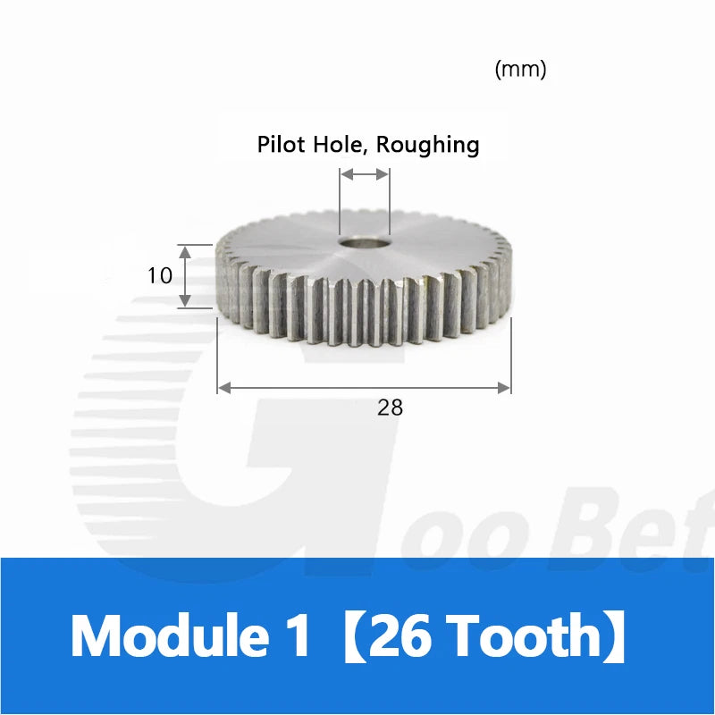 Mod 1 1.5 2 2.5 3 4 5 Spur Gear C45 Steel 12 Tooth - 160 Tooth Motor Pinion Flat