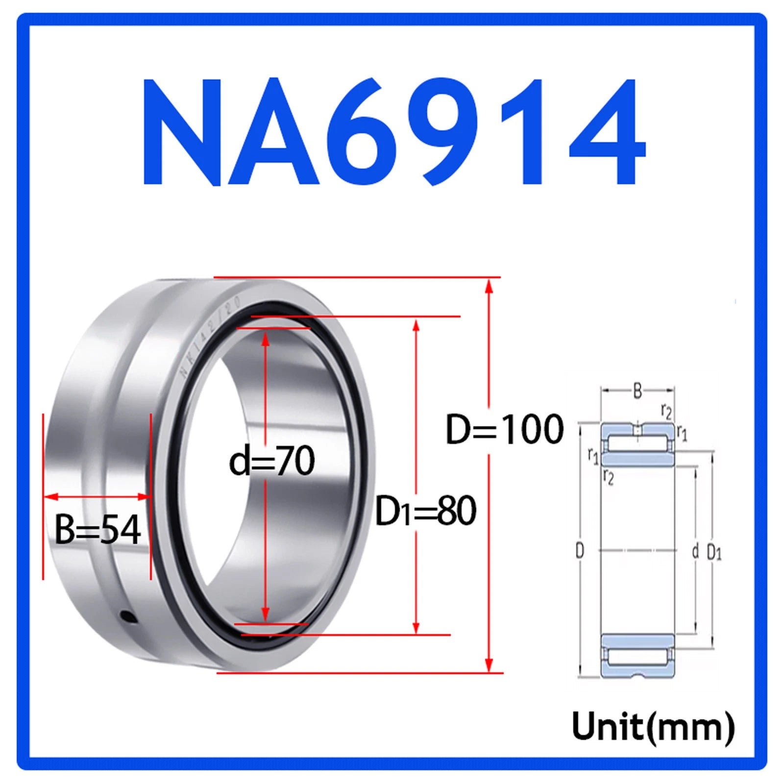 Needle Roller Bearings With Inner Ring High-Quality NA4900 - NA6920 ID 10-100mm
