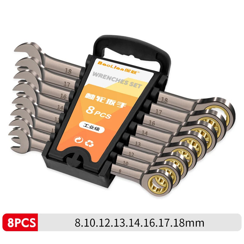 Ratchet Spanner Combination Fixed & Flexi 6 - 32mm Different Sizes Tool Wrench
