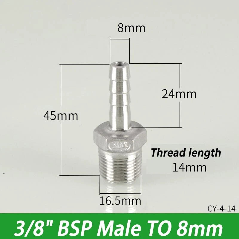 Stainless Steel Hosetails,Bsp Thread Hose Tail Barb Connector 1 8-1" Female Male