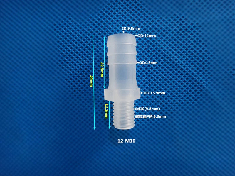 Aquarium Accessories Plastic Hose Barb Fitting Metric Thread Male Connector