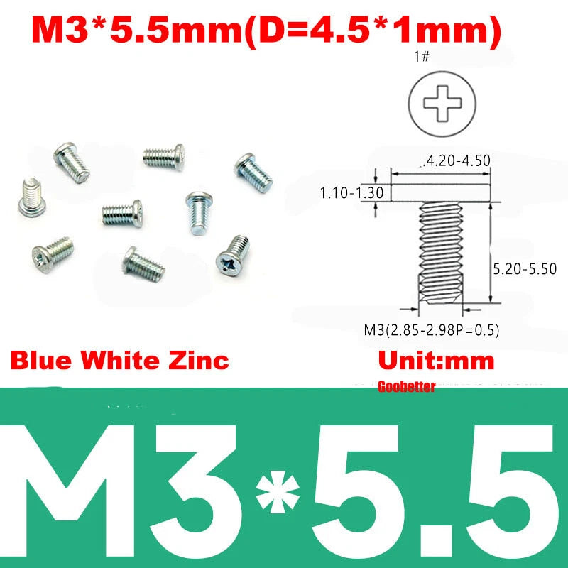CM2/CM2.5/CM3/CM4 Ultra Thin Wafer Flat Head Phillips Screws – For Laptop & Computer Repair (M2–M4)
