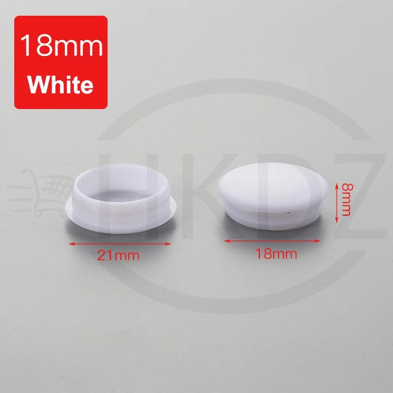 Plastic Screw Caps Covers – 5mm to 40mm Push-in Furniture Hole Plugs, Black, White and Brown