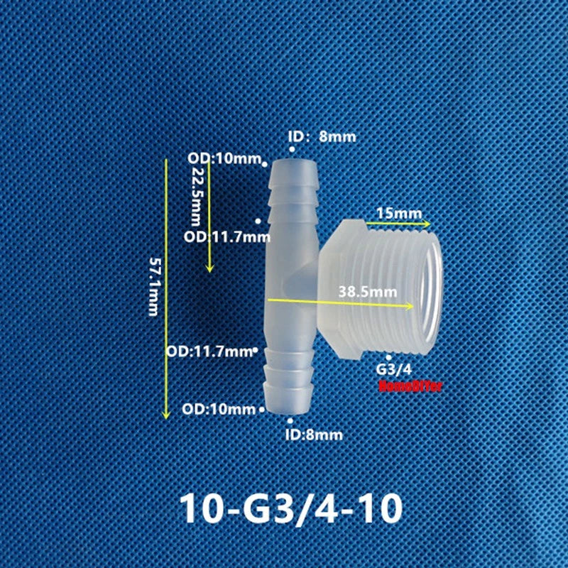T Piece Joiner 3-Way Plastic Barb Connector | Pipe Hose Male Thread Fitting