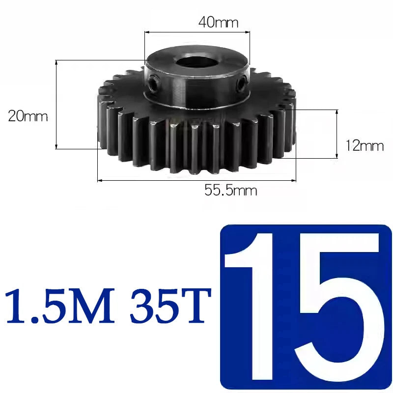 Spur Gears 1.5 Mod Transmission Gear With Step 45#Steel Pinion Motor Gear 15~50T