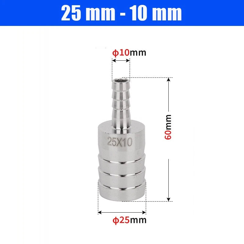 6mm~50mm Stainless Reducer Barbed Hose Joiner Connector Air Water Pipe Gas Tubi