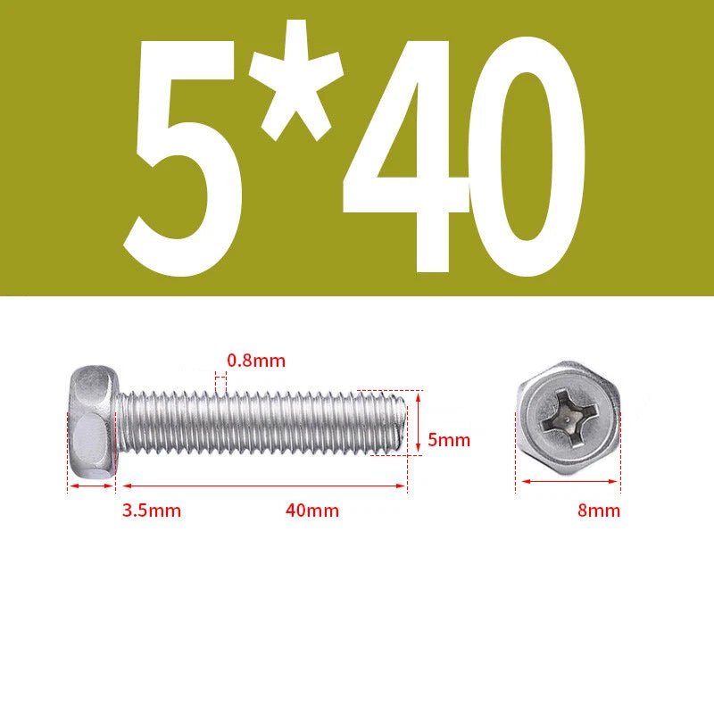 A2 Stainless Steel Hex Head Machine Screws – M3 M4 M5 M6 M8, Fully Threaded (304 Grade) - HomeDIYer