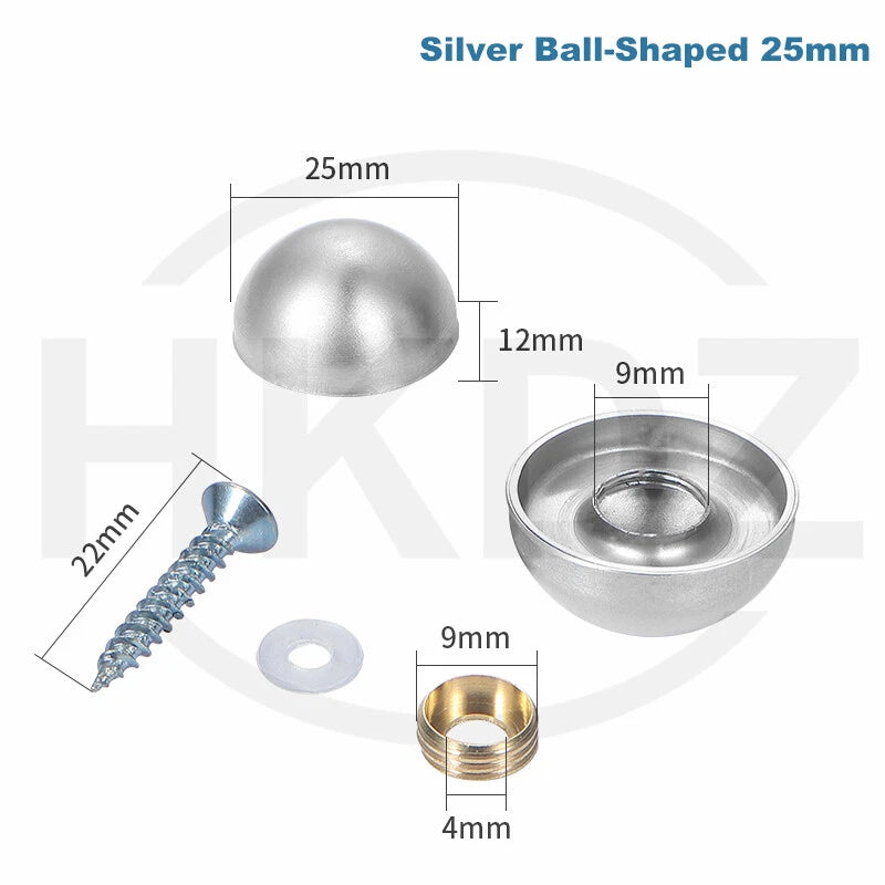 Stainless Steel Mirror Screw Cover Caps – Decorative Disc Plates for Glass, Mirrors & Furniture (16-50mm, Flat/Dome, Silver/Gold/Black/Rose Gold)