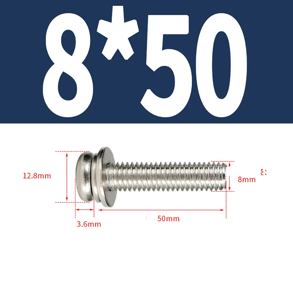 M5–M8 Phillips Pan Head Screws with Flat Washer – Nickel Plated or Black Zinc, Carbon Steel