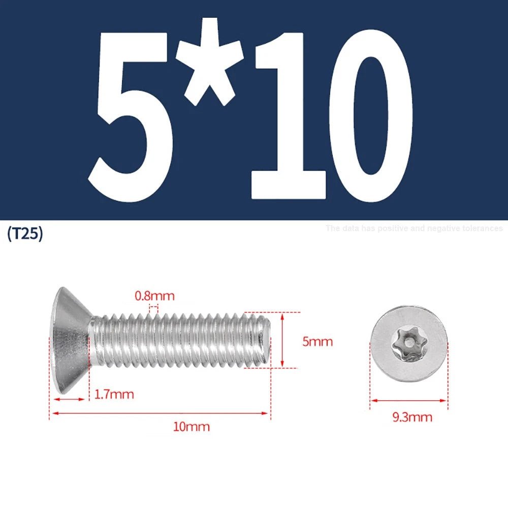 M3–M8 Pin Torx Countersunk Flat Head Machine Screws | A2 Stainless Steel - HomeDIYer