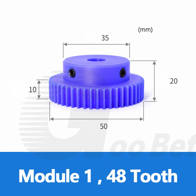 Mod 1/1.5/2 Precision Spur Gear Pinion 15-120 Tooth with Step Bore 4-16mm Nylon