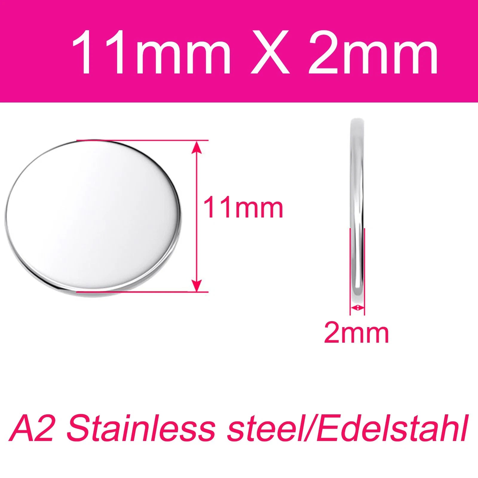 A2 304 Stainless Steel Round Plate Circular Sheet Disc Disk Thickness 1-4mm